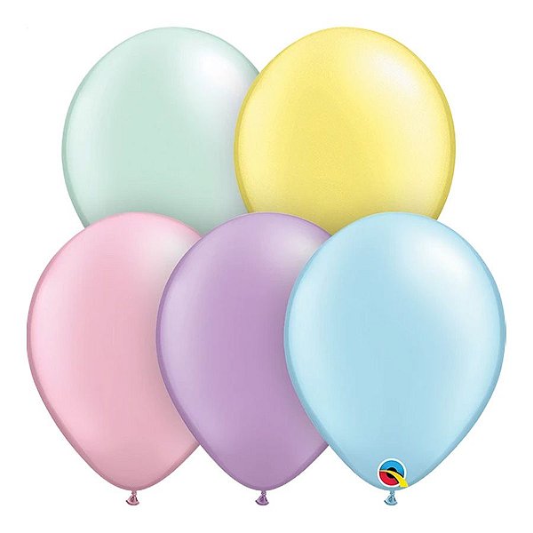 Balão de Festa Látex Liso - Pastel Perolado Sortido - 11" 27cm - 100 unidades - Qualatex Outlet - Rizzo
