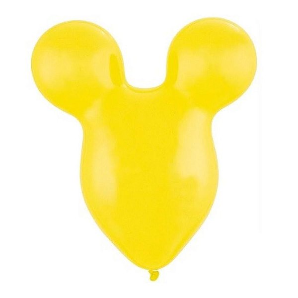 Balão de Festa Látex Liso  - Cabeça de Rato Amarelo - 16" 40cm - 6 unidades - Art Latex - Rizzo