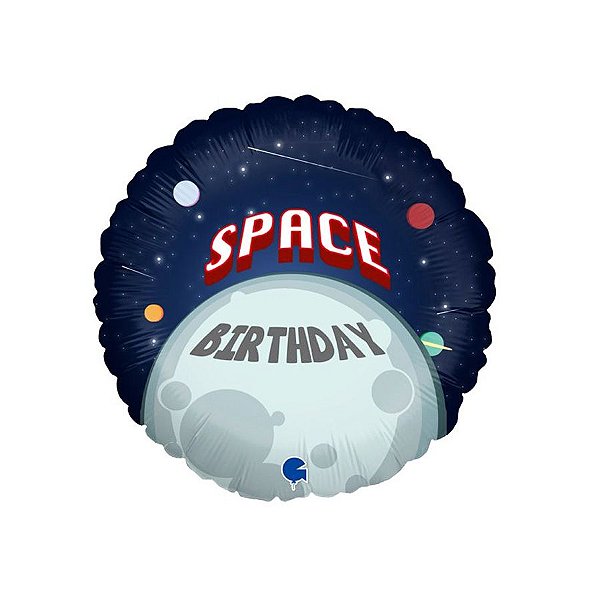 Balão de Festa Metalizado 18" 46cm - Aniversário no Espaço - 1 unidade - Grabo - Rizzo