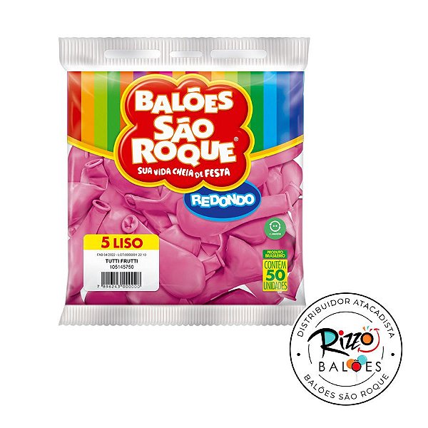 Balão de Festa Látex Liso 5'' - Rosa Tutti Frutti - 5 pacotes - 250 unidades - Atacado São Roque - Rizzo