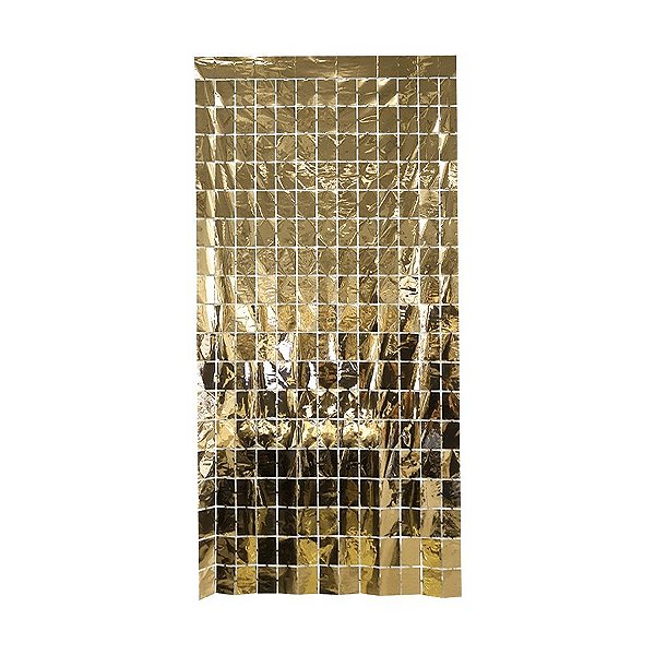 Cortina Decorativa Painel Mágico 1x2m - Retângulos - Ouro - Art Lille - Rizzo