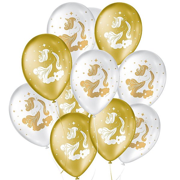 Balão de Festa Decorado Unicórnio Teen - Sortido 9" 23cm - 25 Unidades - Balões São Roque - Rizzo Balões