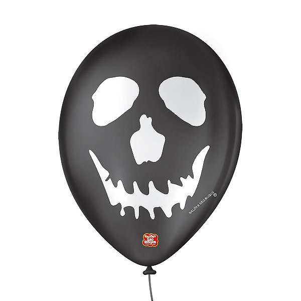 Balão Decorado Caveira - Preto e Branco 9" 23cm - 25 Unidades - Balões São Roque - Rizzo Balões