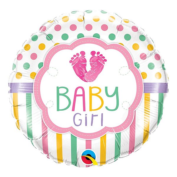 Balão de Festa Microfoil 18" 45cm - Baby Girl Love - 01 Unidade - Qualatex - Rizzo Balões