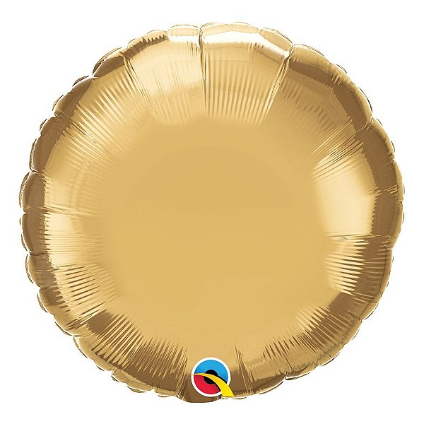 Balão de Festa Microfoil 18" 45cm - Redondo Chrome Ouro - 01 Unidade - Qualatex - Rizzo Balões