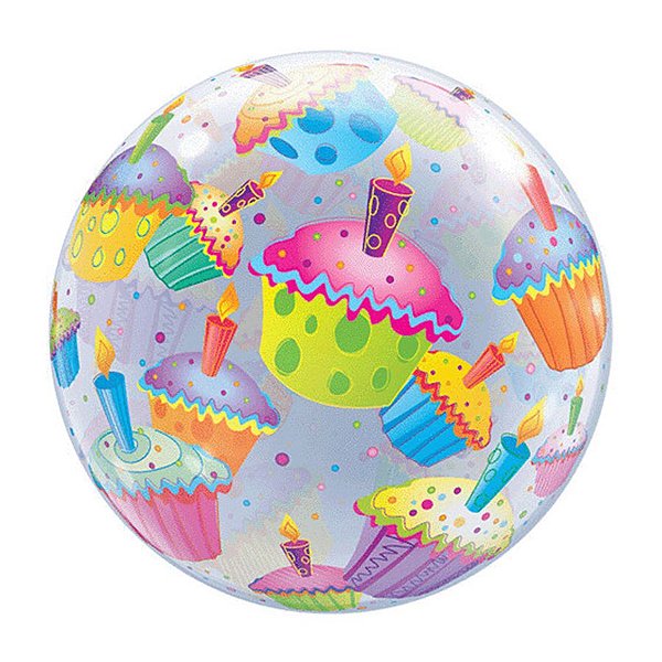 Balão de Festa Bubble 22" 56cm - Cupcakes - 01 Unidade - Qualatex - Rizzo Balões