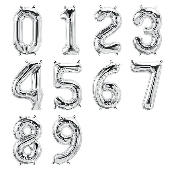 Balão de Festa Microfoil 16" 40cm - Número Prata - 01 Unidade - Norths -  Rizzo Balões