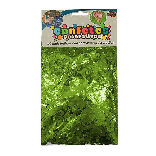 Confete Mini Picadinho Metalizado 25g - Verde Lima Dupla Face - Rizzo Balões