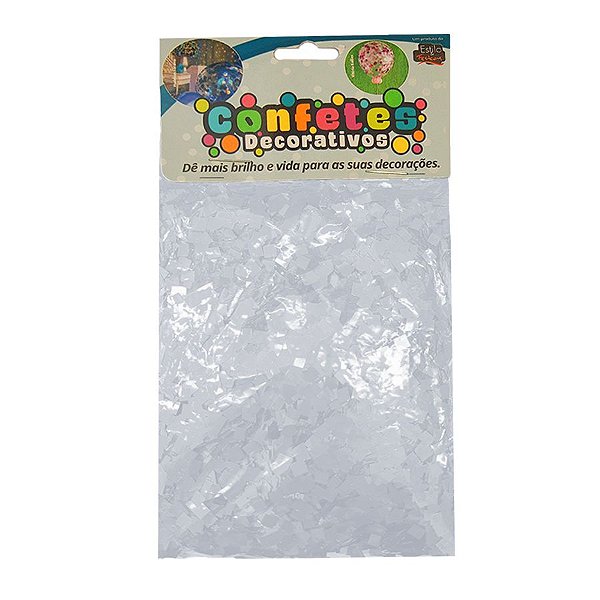 Confete Mini Picadinho 25g - Branco Perolado Dupla Face - Rizzo Balões