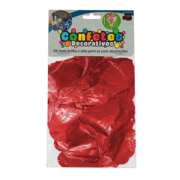 Confete Coração Metalizado 25g - Vermelho Dupla Face - Rizzo Balões