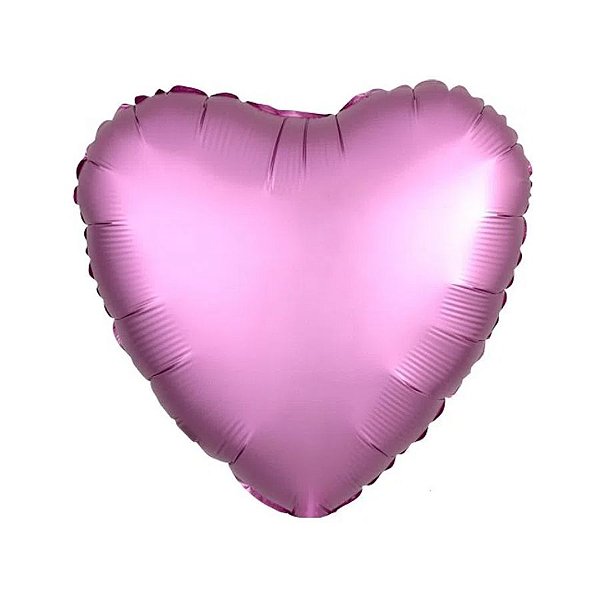 Balão de Festa Metalizado 20" 50cm - Coração Cromado Pink Flamingo - 01 Unidade - Flexmetal - Rizzo Balões