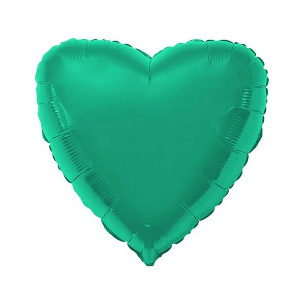 Balão de Festa Metalizado 20" 50cm - Coração Verde - 01 Unidade - Flexmetal - Rizzo Balões