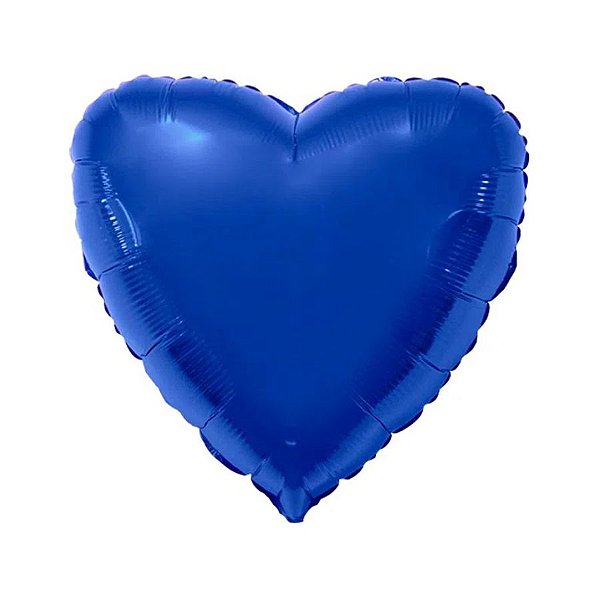 Balão de Festa Metalizado 20" 50cm - Coração Azul - 01 Unidade - Flexmetal - Rizzo Balões