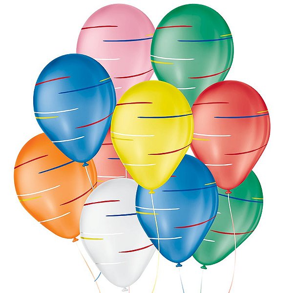 Balão de Festa Decorado Fantasia - Sortido - 7" 18cm - 50 Unidades - Balões São Roque - Rizzo Balões
