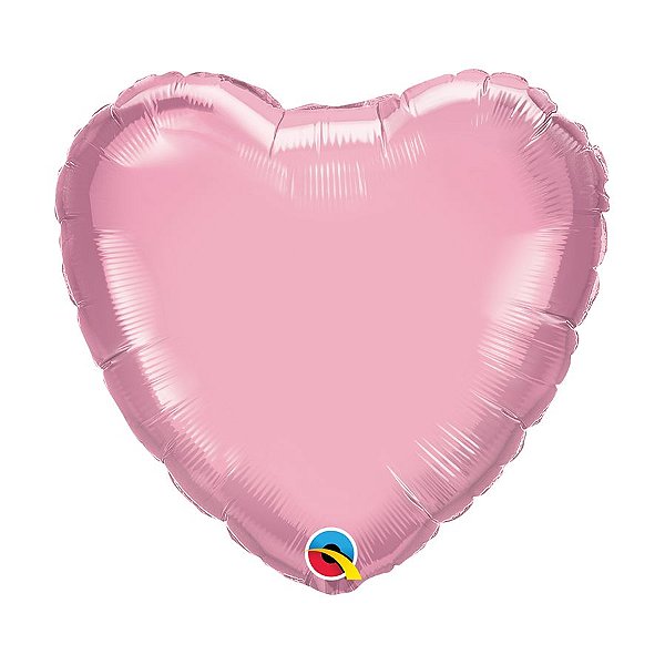 Balão de Festa Microfoil Coração 18" 45cm - Rosa Perolado - 01 Unidade - Qualatex - Rizzo Balões