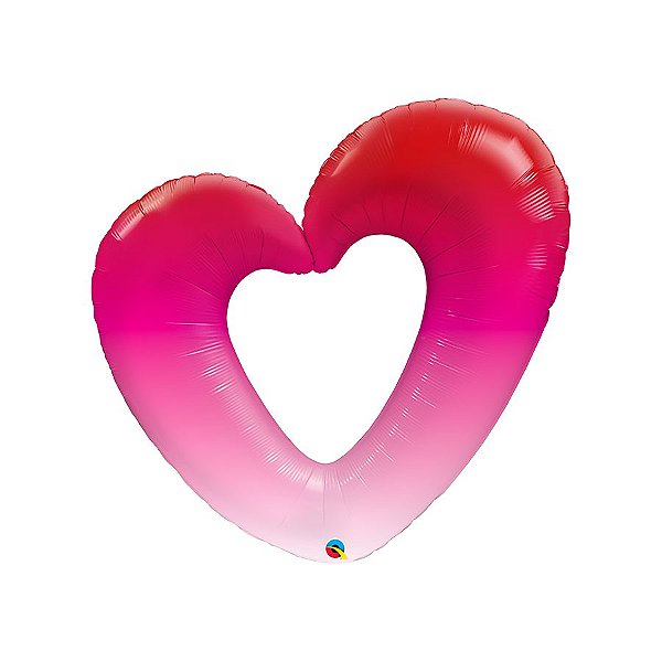 Balão de Festa Microfoil 42" - Shape Rosa Ombre-Coração - 01 Unidade - Qualatex - Rizzo Balões