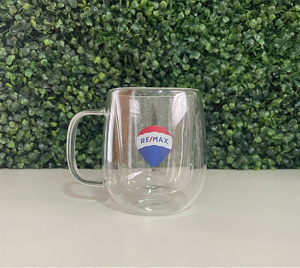 Caneca de Vidro Parede Dupla de 250ml  RE/MAX