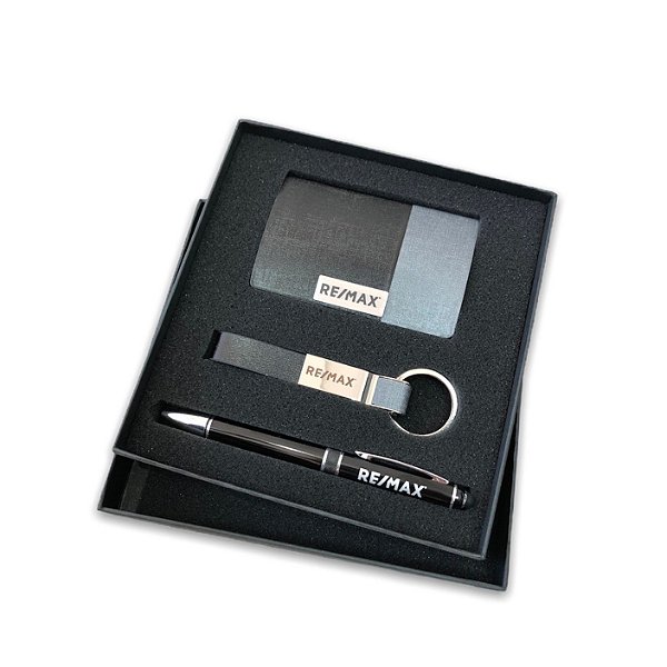 Kit porta cartão, caneta e chaveiro com caixa RE/MAX - 93315