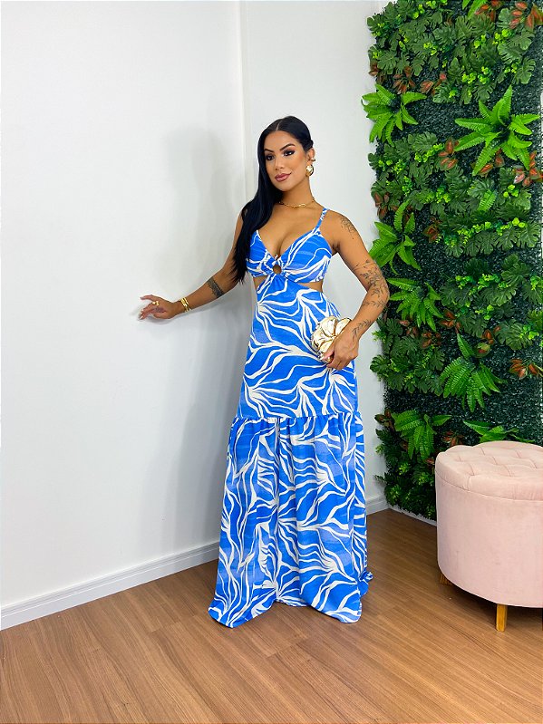 Vestido Longo Ayala Azul