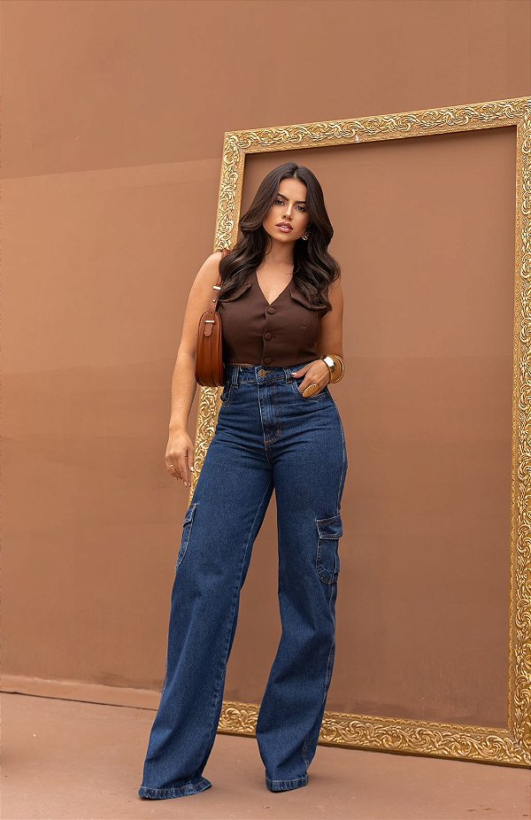 Calça Cargo Wide Leg Sofia