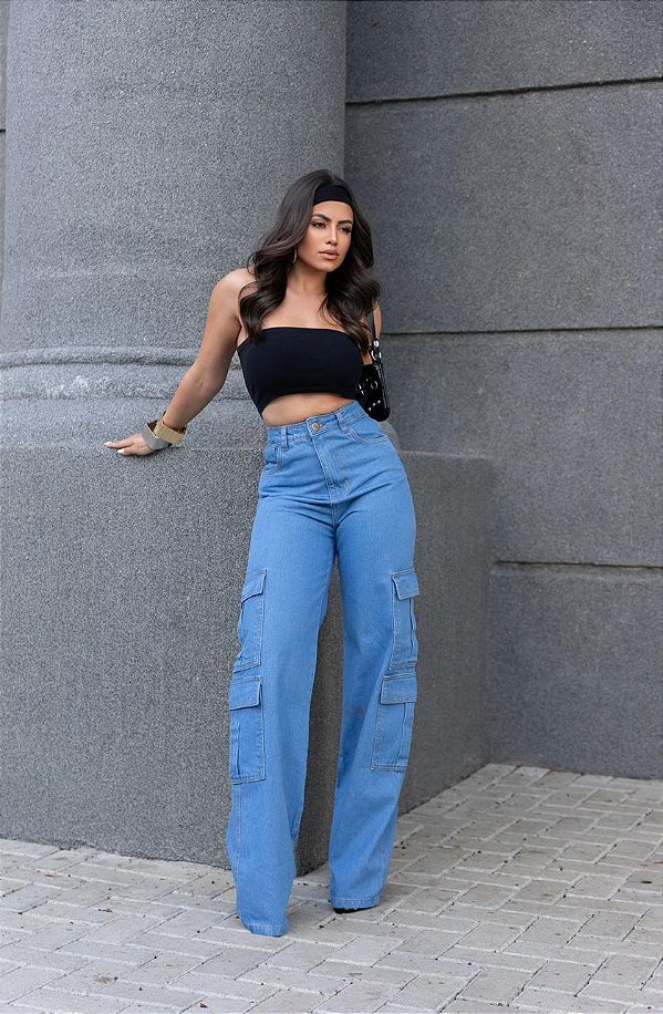 Calça Wid Leg Cargo 4 Bolsos