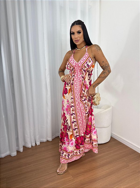 Vestido Longo Floral Camila Pink