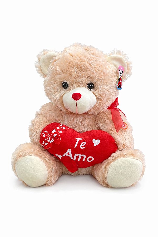 Ursinho de Pelúcia 40cm com Coração Te Amo Presente Romântico Especial