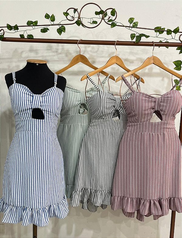 Vestido Listrado com Shorts Embutido Duna