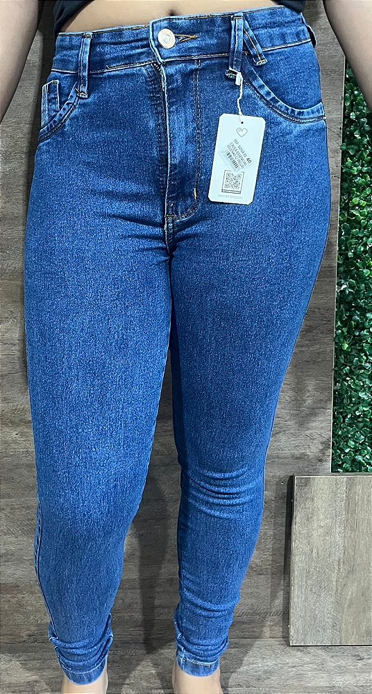 Calça Jeans Skinny Melinda com Detalhe de Costura Vertical nos Bolsos