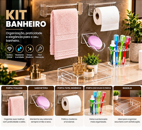 kit banheiro 5 peças