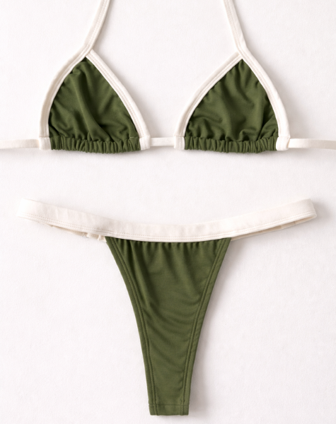 Biquíni Leblon Fita Top Cortininha Verde Militar Duo