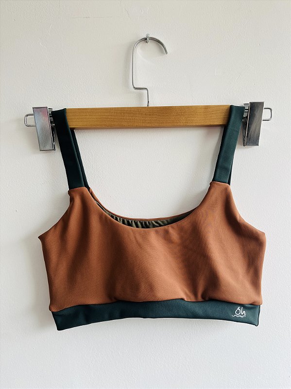 Top Core Duo Terracota e Verde Militar