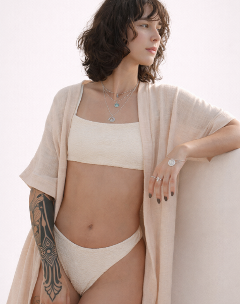 Biquíni Brisa Alta Top Reto Off White