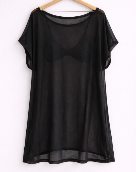 Camisão de Praia Tule Preto