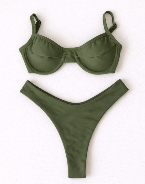 Biquíni Aventureiro Top Meia Taça Verde Militar
