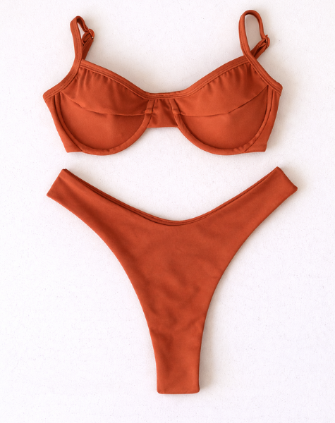 Biquíni Aventureiro Top Meia Taça Terracota