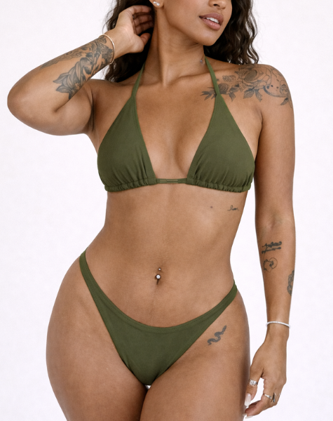 Biquíni Leblon Top Cortininha Verde Militar