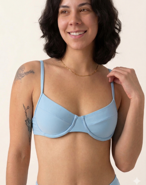 Top de Biquíni Meia Taça Azul Candy