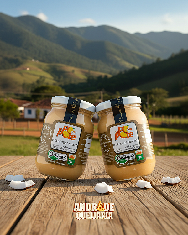 Doce de Leite com Coco Orgânico - 2 Potes de 300g - Do pé ao Pote