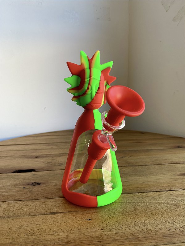 Bong de Vidro c/ Silicone - Rick and Morty