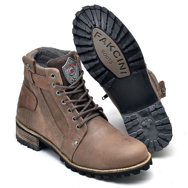 Bota Masculina Casual Cano Alto Cafe - OS melhores preços estão aqui