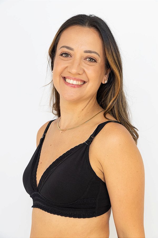 Sutiã Amamentação com Bojo e Renda Preto - Love Secret