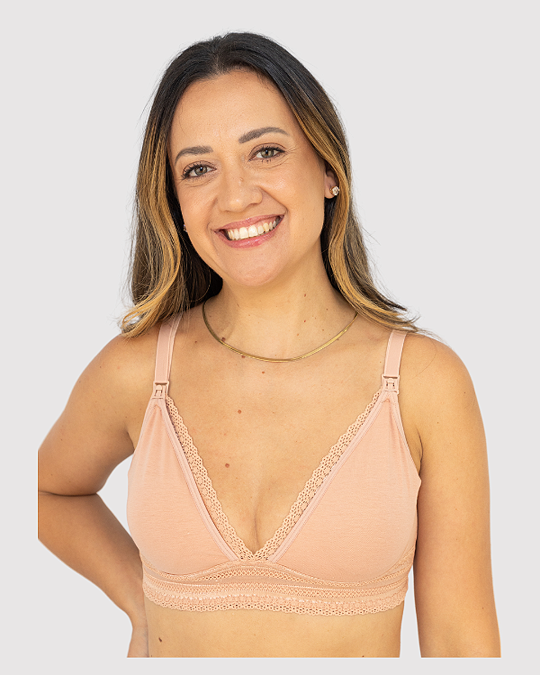 Sutiã Amamentação com Bojo e Renda Love Secret - Caramelo