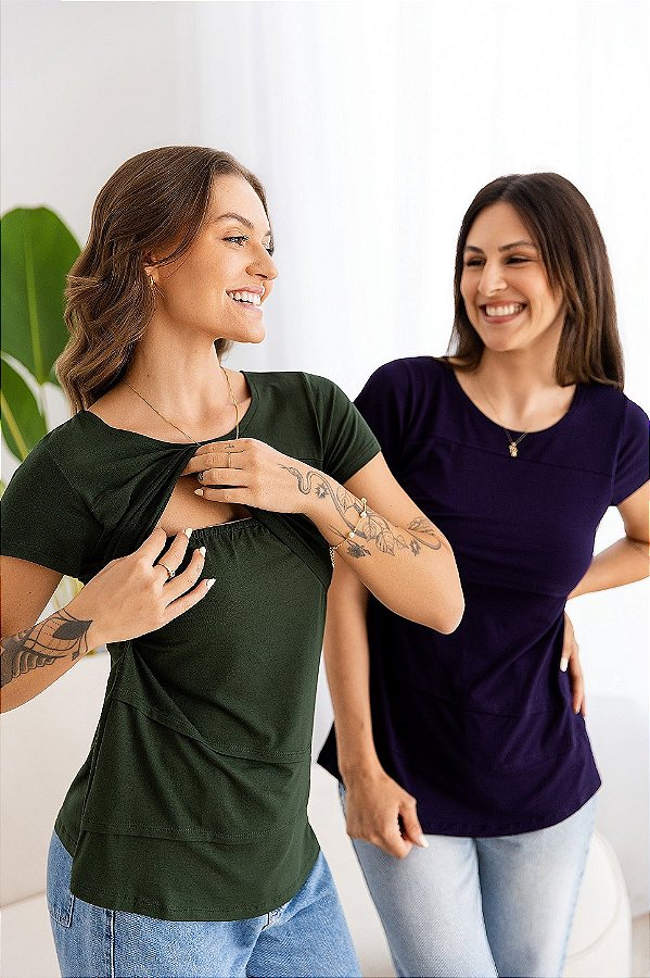 Blusa Bata Gestante com Abertura para Amamentação