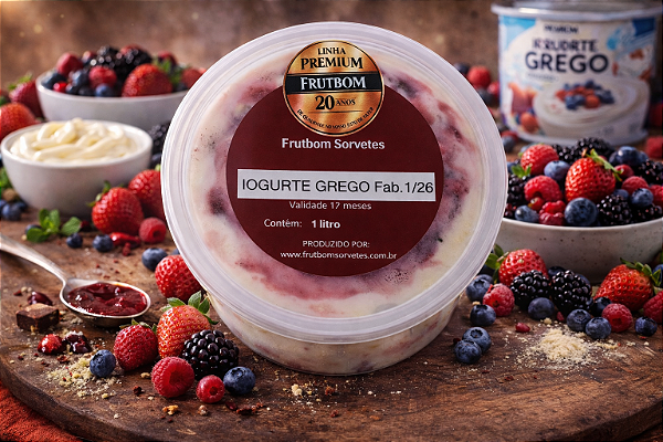 Sorvete Iogurte Grego com frutas vermelhas 1l PREMIUM