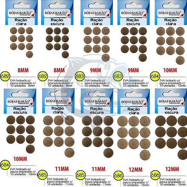 EVA Formato Boleado Empanado Bóias Barão c/ 10 Unidades - Escolha Cor e Tamanho