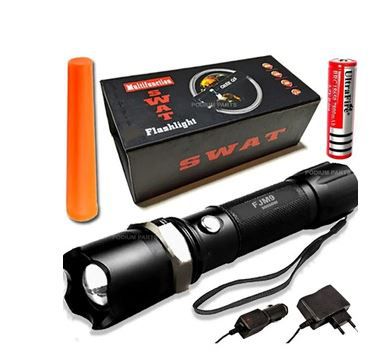 LANTERNA TÁTICA SWAT RECARREGAVE E BATERIA