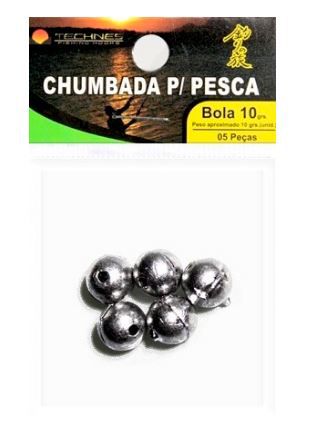 Chumbada de Pesca Bola 05 Uidades - Escolha Peso