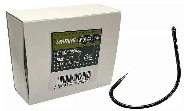 Anzol Wide Gap Sure 4x Black Nickel 100pçs Marine Sports - Escolha o Tamanho