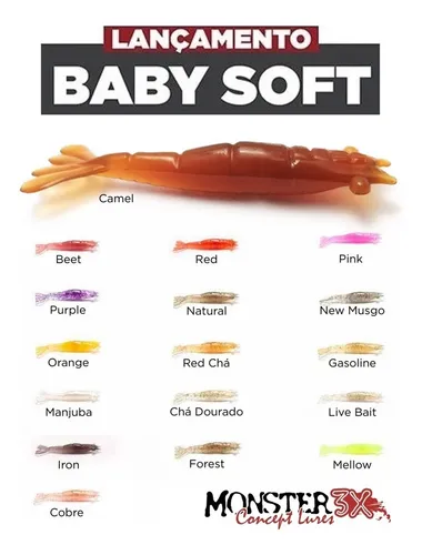 CAMARÃO MONSTER 3X BABY SOFT 6,5CM - ESCOLHA A COR